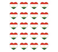 Autocollants : 25 mm, 20 pièces - Lot de 20 autocollants en forme de cœur Tadjikistan vinyle 25 mm 2,5 cm stickers pays décoration