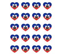 Autocollants : 25 mm - Lot de 20 autocollants cœur drapeau d'Haïti en vinyle 25 mm résistant aux intempéries, autocollant décoratif