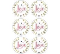 Autocollants 3D Ø 4 cm - Love sur fond blanc Multicolore G