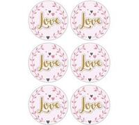 Autocollants 3D Ø 4 cm - Love sur fond rose clair Multicolore G