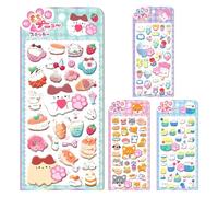 autocollants 3D - 22,5 x 10,5 cm - Autocollants esthétiques de dessin animé, décorations mignonnes qui brillent dans le noir 6 planches pour scrapbooking, ordinateur portable, artisanat, fête