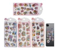 Autocollants 3D 4 Pièces - Eau Remplie De Paillettes Et De Poudre Scintillante | Autocollants De Secousse De D'animal Mignon Pour Cahiers, Bouteilles D'eau, Étuis De Téléphone D'intérieur E