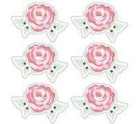 Autocollants 3D 4cm - Rose romantique avec contour blanc Multicolore G