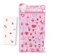 Autocollants 3D Dessins Animés - Décalcomanies Esthétiques - Mini Figurines Animales 3D Jouet Enfant,Pour Scrapbooking Journaling Adolescents Étudiants Coque de Laptop Téléphone Mug