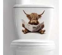Autocollants 3D en forme d'animal de yak pour toilettes - Motif : bovins et vache - Décoration imperméable - Pour abattant de toilettes - Autocollant mural pour salle de bain (journal Yak)