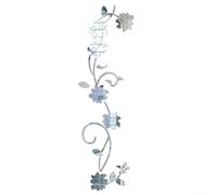 Autocollants 3D en forme de fleur en rotin pour porte et mur Argenté
