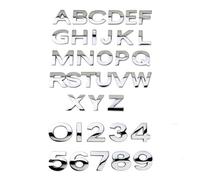 Autocollants 3D en métal for Voiture, Lettres, Mots, Alphabet, emblèmes, Chiffres, étiquetage, Logo, Coffre arrière, Badge numérique, Accessoires(Silver,4.4CM_M)