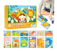 Autocollants 3D en Mousse,Jouets Éducatifs Ludiques 3D 12 Pièces | Bricolage en Mousse Animaux pour - pour Décoration Maison École Fête Projet Artistique Bureau Loisir Activité Familiale