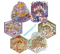 Autocollants 3D Maison Miniature pour Scrapbooking, 6 Sets Stickers Décoratifs DIY, Des Gommettes Autocollante qui Soulage le Stress et Améliore la Concentration, pour Enfants/Adultes (avec Pincette)