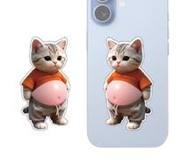 Autocollants 3D Mignons à Motifs Dessin Animé,Décalcomanies Réutilisables en Silicone Ventres de Chats 3D Ludiques - Stickers Mignons Réutilisables,Pour la Maison Bureau École Boîte à Goûter Voiture F