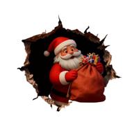 Autocollants 3D Père Noël Casse-mur, Matériau PVC Robuste, Stickers Muraux De Noël, Décorations De Noel D'hiver, Pour Salon, Chambre À Coucher, Voiture, Bain, Chambre, Magasin, Vitrine