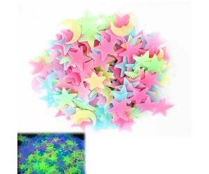 Autocollants 3d Phosphorescents Représentant Des Étoiles Et Une Lune, Qui Brillent Dans Le Noir. Ces Autocollants Colorés Conviennent À La Décoration Des Plafonds Et Des Murs.