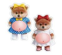 Autocollants 3D Pour,2 Pièces Décoration Sensorielle Thème Animaux | Figurines 3D Chiens à Presser,Pour Garçons Adolescents Étudiants Coque De Laptop Téléphone Bouteille