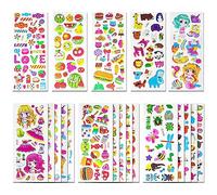 Autocollants 3d pour Enfants 2 à 4 ans, 24 Feuilles Kids Stickers plus de 530, Des Divers Ensembles D'Autocollants, Comprenant Animaux, Fruits, Filles, SirèNes, Desserts Etc