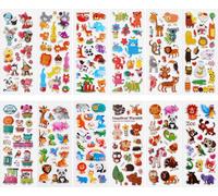 Autocollants 3D pour Enfants Stickers 12pcs D'autocollants Bouffants pour Enfants,Autocollants en Mousse,Autocollants de Récompense pour Enseignants,pour Garçons et Filles Scrapbooking,Animaux