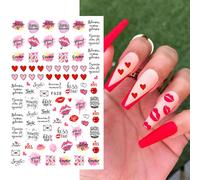 Autocollants 3d Pour Les Ongles Motif Coeur D'amour",Décalcomanies Pour La Journée De Léon,Coloré,Décoration De Manucure,"1 Pièce - Type F628