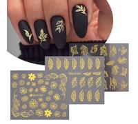 Autocollants 3d Pour Les Ongles, Stickers Pour Le Nail Art, En Forme De Fleurs, Feuilles, Mandala, Géométrie, De Couleur Noir Et Blanc, Décalcomanies Adhésifs, 1 Feuille,