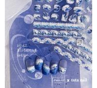 Autocollants 3d Pour Nail Art",Série Histoire De Mer,Vague,Décor Gravé,Eau,Nuage,Décorations,Décalcomanies,Design Japonais,"Coréen - Type Ta 055