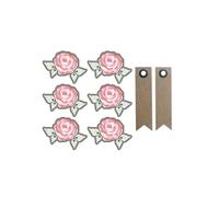 Autocollants 3D Rose romantique contour gris + 20 étiquettes kraft Fanion - Youdoit