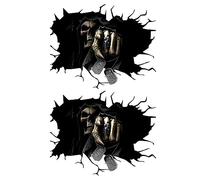 Autocollants 3D Silencieux en Forme de Crâne, Halloween 3D Crâne Tête Automobile Lunette arrière Autocollants, Mort Skull Horreur Auto Décoration Stickers, Halloween Sticker Mural et fenêtre (Noir)