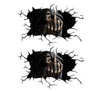 Autocollants 3D Silencieux en Forme de Crâne, Halloween 3D Crâne Tête Automobile Lunette arrière Autocollants, Mort Skull Horreur Auto Décoration Stickers, Halloween Sticker Mural et fenêtre (Noir)
