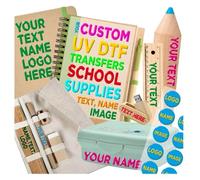 Autocollants 3D UV DTF pour la personnalisation de toutes les surfaces lisses - Fournitures scolaires personnalisées, bouteilles, boîtes à lunch, casiers, règles, sacs à dos, étiquettes de nom