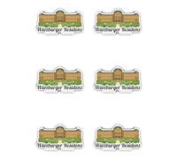 Autocollants : 50 mm, 6 pièces - Autocollant souvenir Würzburger Residenz Franken Germany