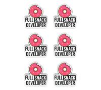 Autocollants : 50 mm, 6 pièces - Full Snack Developer Donut Programmateur Nerd Vinyle Sticker