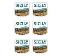 Autocollants : 50 mm, 6 pièces - Sicily Italy Rétro Italie Autocollant de voyage pour valise voiture ordinateur portable