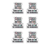 Autocollants : 50 mm, 6 pièces - Tic Tac Toe Gamer Stickers THINK BEYOND THE BOUNDARIES, vinyle, console ordinateur portable