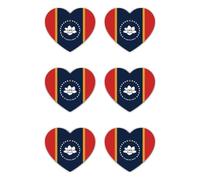 Autocollants : 50 mm - Lot de 6 autocollants en forme de cœur drapeau du Mississippi en vinyle - 50 mm - Résistant aux intempéries - Pour l'extérieur