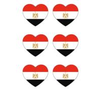 Autocollants : 50 mm - Lot de 6 autocollants en vinyle en forme de cœur Drapeau Égypte 50 mm 5 cm Résistant aux intempéries pour voiture, ordinateur portable, casque, valise