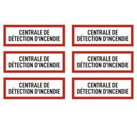 Autocollants : 52 x 148 mm, lot de 6 - CENTRALE DE DÉTECTION D'INCENDIE - Protection incendie et instructions d'utilisation - DIN 4066 - D1 - Langue : Français