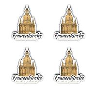 Autocollants : 75 mm, 4 pièces - Frauenkirche Dresde Allemagne Motif ville Stickers contour