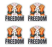 Autocollants : 75 mm, 4 pièces - Freedom Justice mains sautant menottes décoration juriste