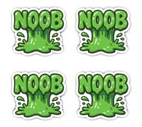 Autocollants : 75 mm, 4 pièces - Grand autocollant NOOB Slime Gamer pour boîtier PC et console