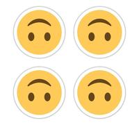 Autocollants : 75 mm, 4 pièces - Grand Emoji à l'envers, autocollants en vinyle smiley