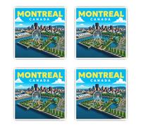 Autocollants : 75 mm, 4 pièces - Montréal Canada Skyline Souvenir Vinyle Voyage Décor