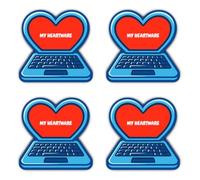 Autocollants : 75 mm, 4 pièces - My Heartware Nerd Ordinateur Portable Cœur Autocollant pour Developer