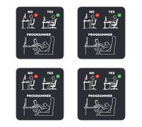 Autocollants : 75 mm, 4 pièces - No Yes Programmer position assise bande dessinée Nerd Monitor Sticker