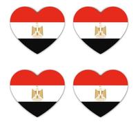 Autocollants : 75 mm - Lot de 4 autocollants en forme de cœur Egypte Drapeau 75 mm Vinyle 4 pièces Imperméable aux UV Voiture Ordinateur Portable Valise Fenêtre