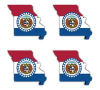 Autocollants : 75 mm - Lot de 4 - Silhouette Drapeau / Flap Map - États-Unis - Missouri - US - MO - pour voiture, ordinateur portable et plus encore