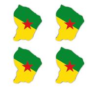 Autocollants : 75 mm - Lot de 4 - Silhouette Drapeau / Flap Map - Guyane Française - GF - pour voiture, ordinateur portable et plus encore