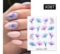 Autocollants À Eau Pour Décoration Des Ongles",1 Feuille,Motif Bouquet De Lavande,Fleurs D'été,Feuilles,Transfert,"Nail Art - Type X087