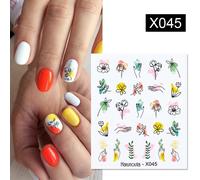 Autocollants À Eau Pour Décoration Des Ongles",1 Feuille,Motif Bouquet De Lavande,Fleurs D'été,Feuilles,Transfert,"Nail Art - Type X045