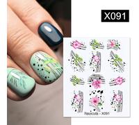 Autocollants À Eau Pour Décoration Des Ongles",1 Feuille,Motif Bouquet De Lavande,Fleurs D'été,Feuilles,Transfert,"Nail Art - Type X091