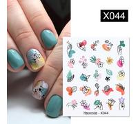 Autocollants À Eau Pour Décoration Des Ongles",1 Feuille,Motif Bouquet De Lavande,Fleurs D'été,Feuilles,Transfert,"Nail Art - Type X044