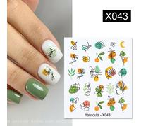 Autocollants À Eau Pour Décoration Des Ongles",1 Feuille,Motif Bouquet De Lavande,Fleurs D'été,Feuilles,Transfert,"Nail Art - Type X043