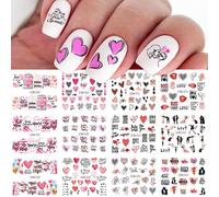 Autocollants À Eau Pour Décoration Des Ongles",Lettres D'amour,Motif Floral,Pour Inscription,Nail Art,Conseils Glbn1489-1500,"12 Pièces - Type [Bn2005]-2016