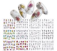Autocollants À Eau Pour Décoration Des Ongles",Lettres D'amour,Motif Floral,Pour Inscription,Nail Art,Conseils Glbn1489-1500,"12 Pièces - Type [Bn1441]-1452
